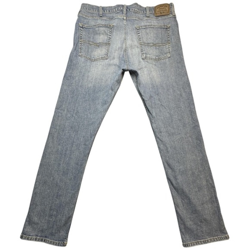 Levis Strauss Signature Jeans Mens 38x34 (37x33) Light Blue Slim Straight‎ Denim